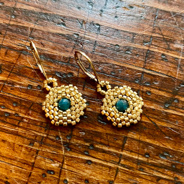 Blue Apatite Hexagon 1 Drop Earrings