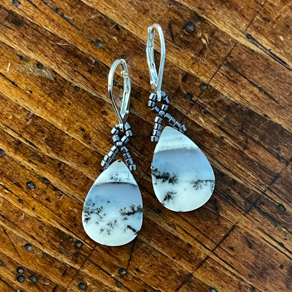 Dendritic Opal Teardrop Earrings